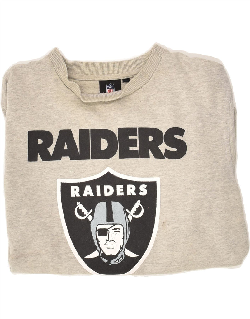 NFL Mens Raiders Graphic Sweatshirt Jumper Medium Grey Cotton | Vintage NFL | Thrift | Second-Hand NFL | Used Clothing | Messina Hembry 