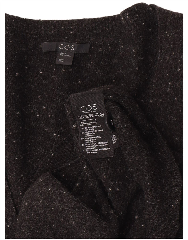 Cos Womens Oversized Cardigan Sweater UK 10 Small Black Flecked Wool