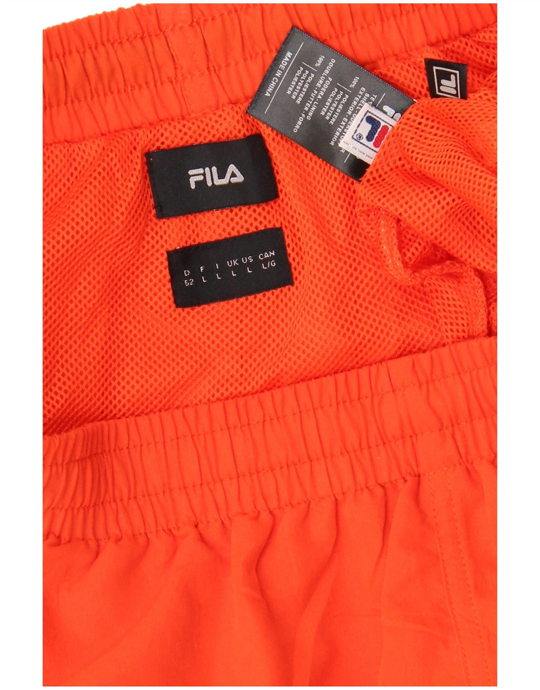 FILA Mens Swimming Shorts Large Orange Colourblock Polyester