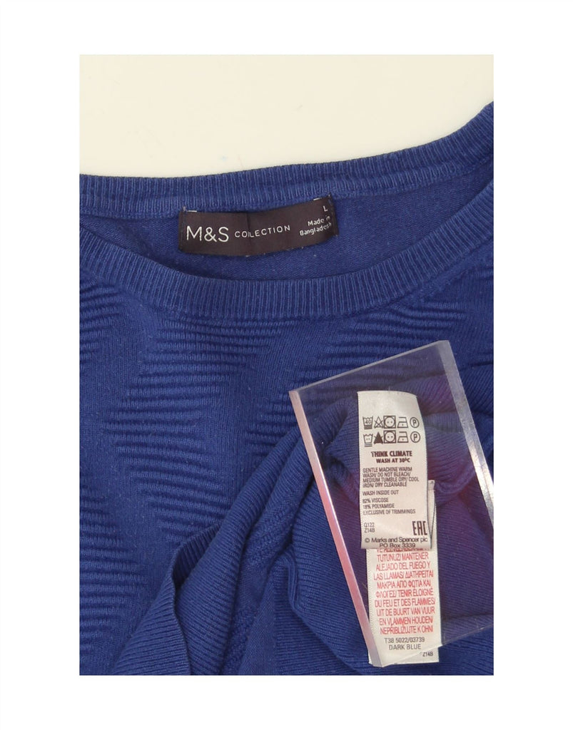 MARKS & SPENCER Womens Crew Neck Jumper Sweater UK 16 Large Blue Viscose Vintage Marks & Spencer and Second-Hand Marks & Spencer from Messina Hembry 
