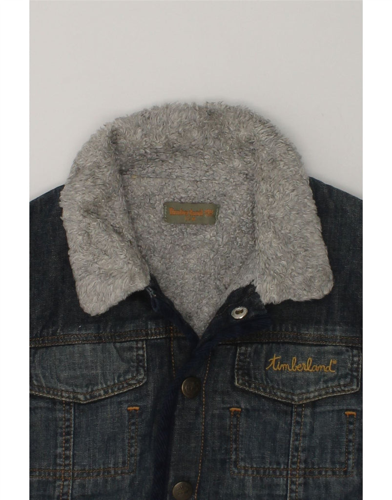 TIMBERLAND Baby Boys Denim Sherpa Jacket 9-12 Months Blue Cotton | Vintage Timberland | Thrift | Second-Hand Timberland | Used Clothing | Messina Hembry 