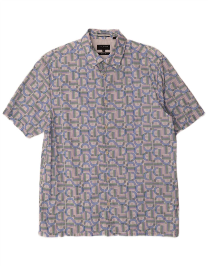 Ted Baker Mens Short Sleeve Shirt Size 4 Large Multicoloured Geometric