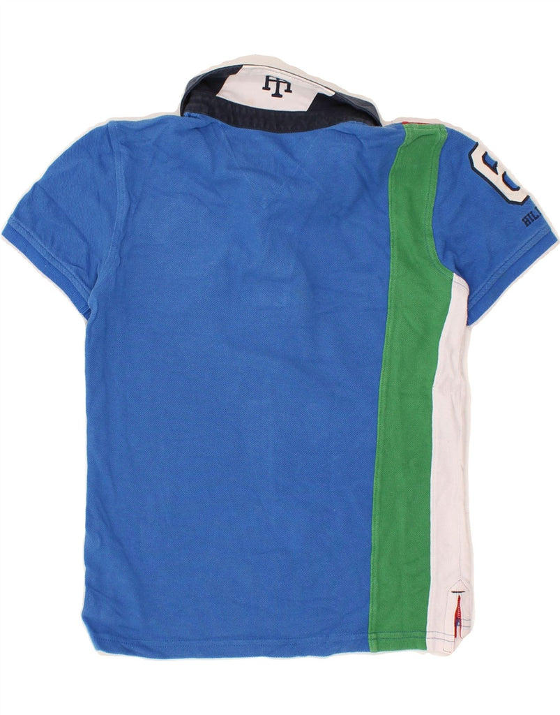 TOMMY HILFIGER Boys Graphic Rugby Polo Shirt 6-7 Years Blue Colourblock | Vintage Tommy Hilfiger | Thrift | Second-Hand Tommy Hilfiger | Used Clothing | Messina Hembry 