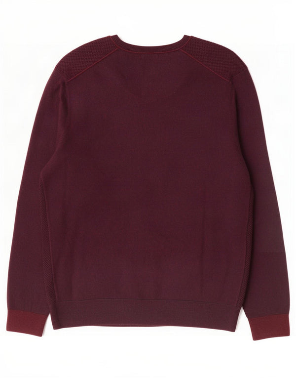 Hugo Boss Womens V-Neck Jumper Sweater UK 18 XL Maroon