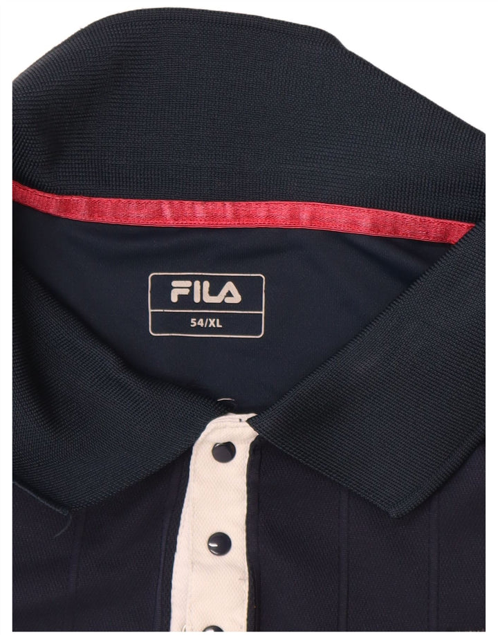 FILA Mens Polo Shirt IT 54 XL Navy Blue Polyester