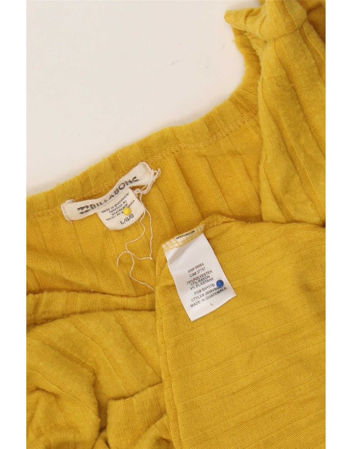 Billabong Womens Top Long Sleeve UK 16 Large Yellow Polyester