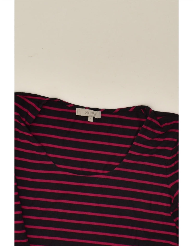 HOBBS Womens Top 3/4 Sleeve UK 12 Medium Black Striped Viscose | Vintage Hobbs | Thrift | Second-Hand Hobbs | Used Clothing | Messina Hembry 