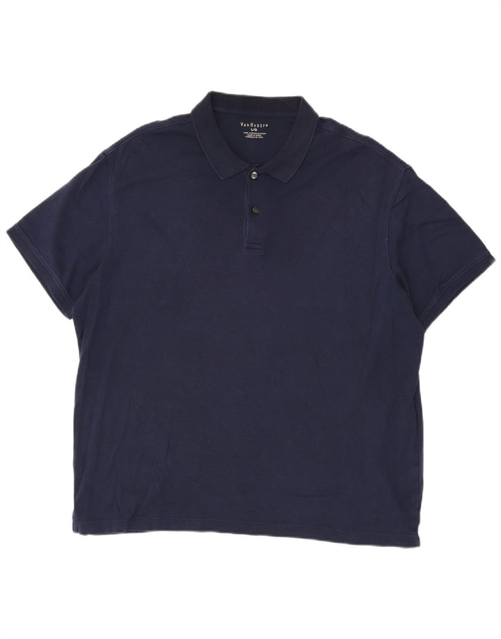 Van Heusen Mens Polo Shirt Large Navy Blue Cotton
