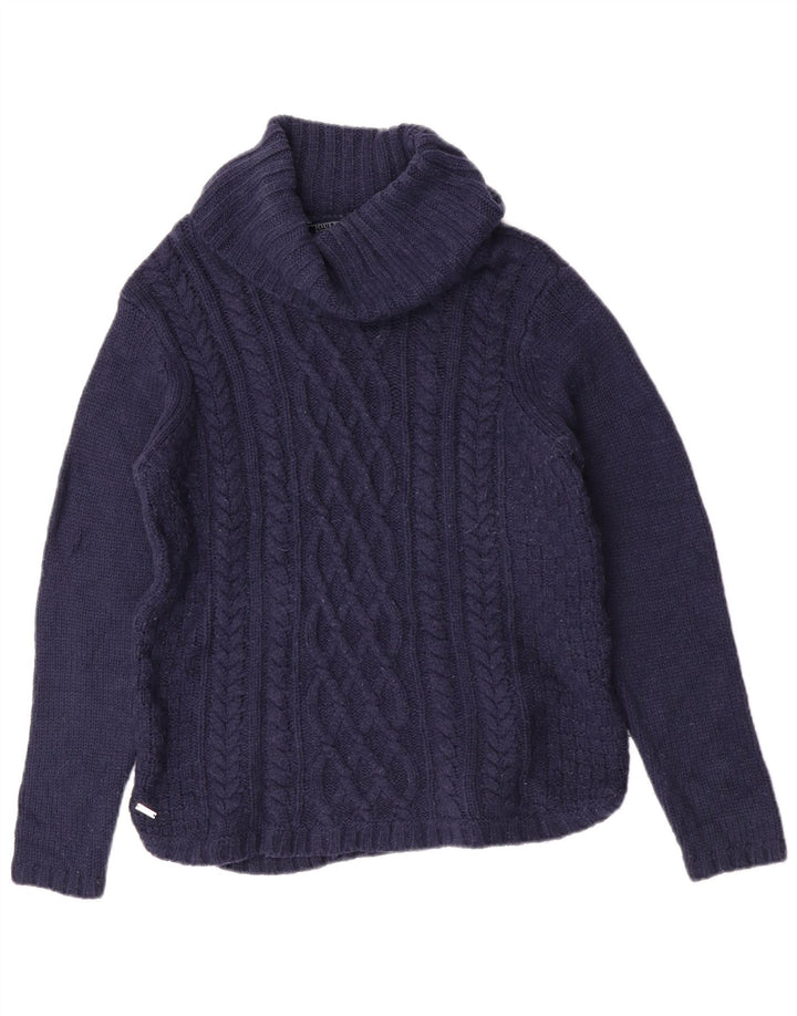 Joules Womens Roll Neck Jumper Sweater UK 12 Medium Navy Blue Acrylic