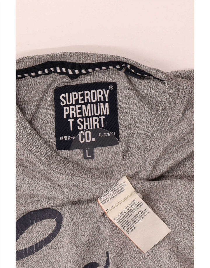 Superdry Mens Graphic T-Shirt Top Large Grey Cotton
