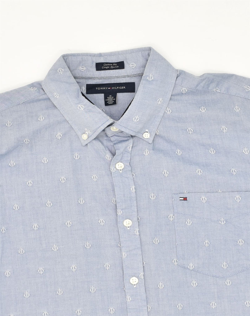 TOMMY HILFIGER Mens Custom Fit Shirt Medium Blue Spotted Cotton | Vintage Tommy Hilfiger | Thrift | Second-Hand Tommy Hilfiger | Used Clothing | Messina Hembry 