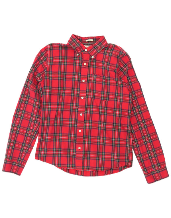 Abercrombie & Fitch Mens Muscle Flannel Shirt XL Red Check Cotton