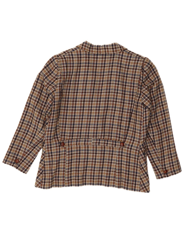 Vintage Womens 2 Button Blazer Jacket UK 14 Medium Beige Check
