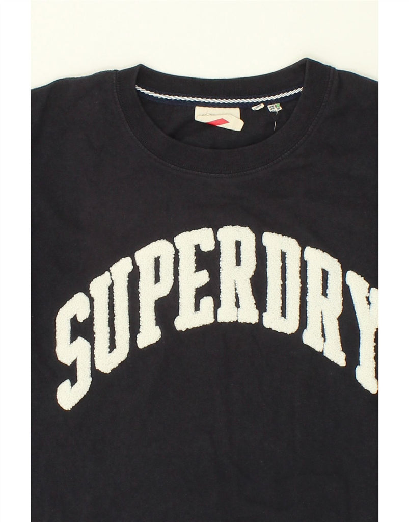 SUPERDRY Womens Graphic T-Shirt Top UK 8 Small Navy Blue Cotton | Vintage Superdry | Thrift | Second-Hand Superdry | Used Clothing | Messina Hembry 