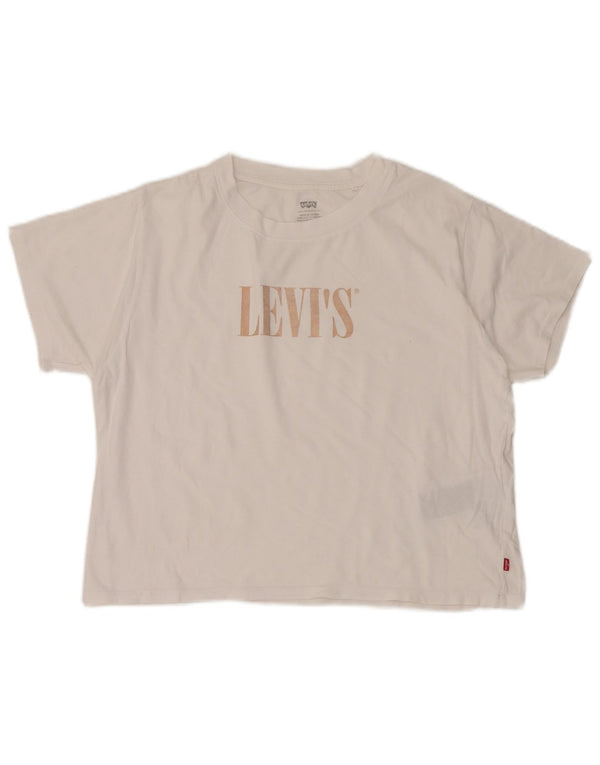 Levi's Womens Oversized Graphic T-Shirt Top UK 10 Small White Cotton
