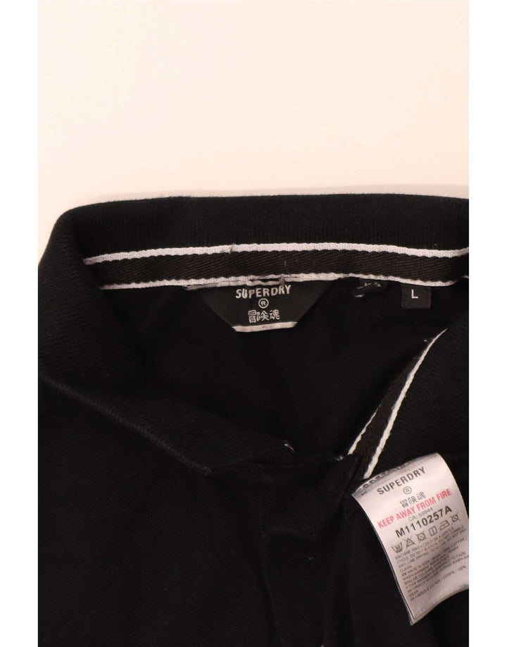 Superdry Mens Graphic Polo Shirt Large Black Cotton