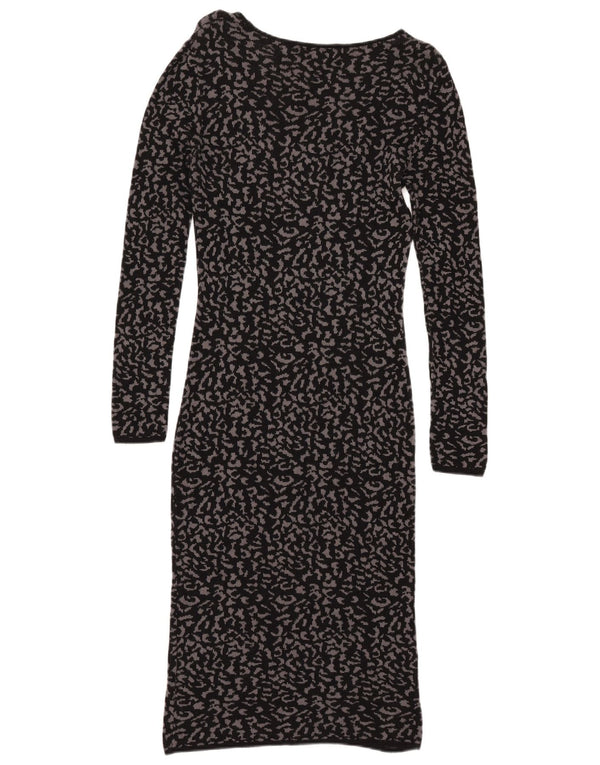 Oasis Womens Long Sleeve Jumper Dress UK 12 Medium Black Animal Print