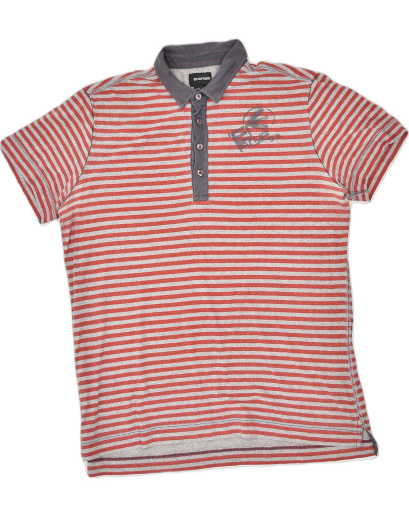 ENERGIE Mens Polo Shirt XL Red Striped Cotton | Vintage | Thrift | Second-Hand | Used Clothing | Messina Hembry 