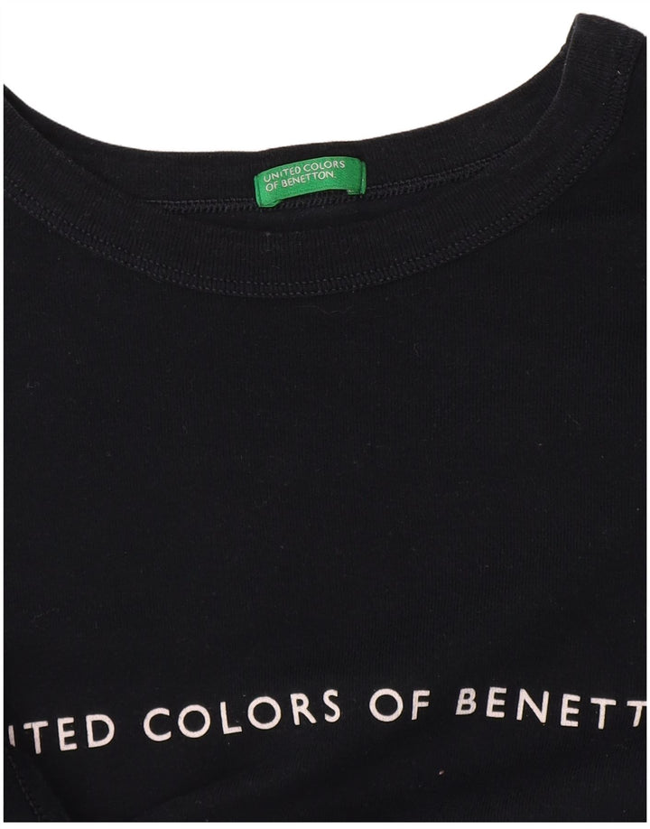 Benetton Womens Graphic T-Shirt Top UK 14 Medium Navy Blue