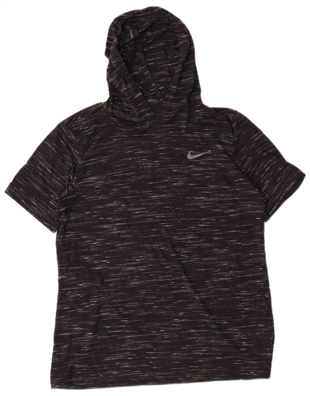 Nike Womens Hooded T-Shirt Top UK 14 Medium Black Flecked Polyester