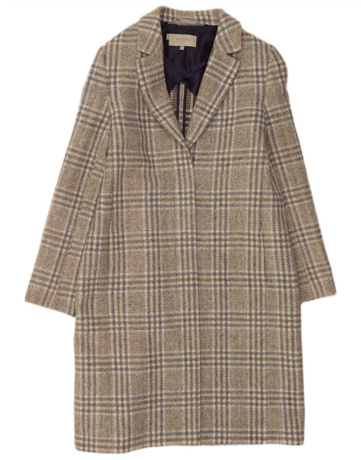 Hobbs Womens Overcoat UK 16 Large  Grey Check Acrylic