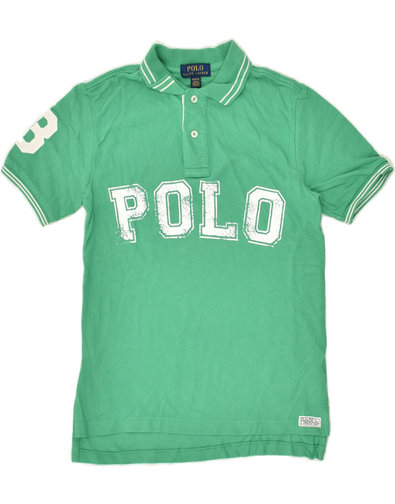 POLO RALPH LAUREN Boys Graphic Polo Shirt 10-11 Years Medium Green Cotton | Vintage Polo Ralph Lauren | Thrift | Second-Hand Polo Ralph Lauren | Used Clothing | Messina Hembry 