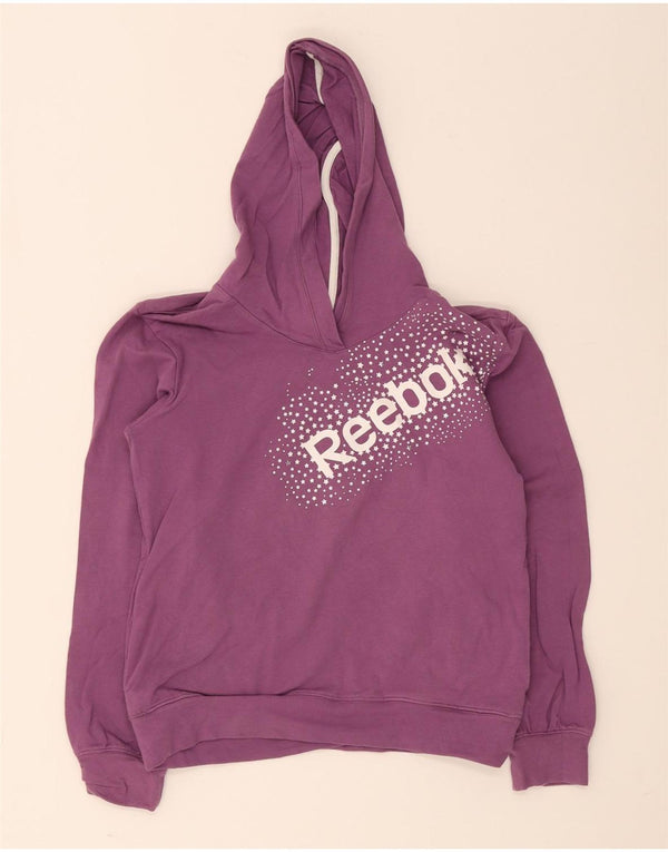 Reebok Girls Graphic Hoodie Jumper 11-12 Years Purple Cotton