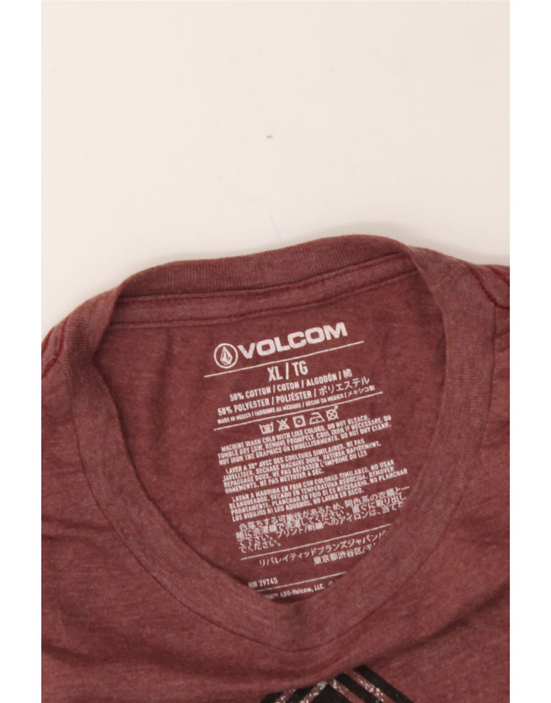 VOLCOM Mens Graphic T-Shirt Top XL Burgundy Cotton Vintage Volcom and Second-Hand Volcom from Messina Hembry 