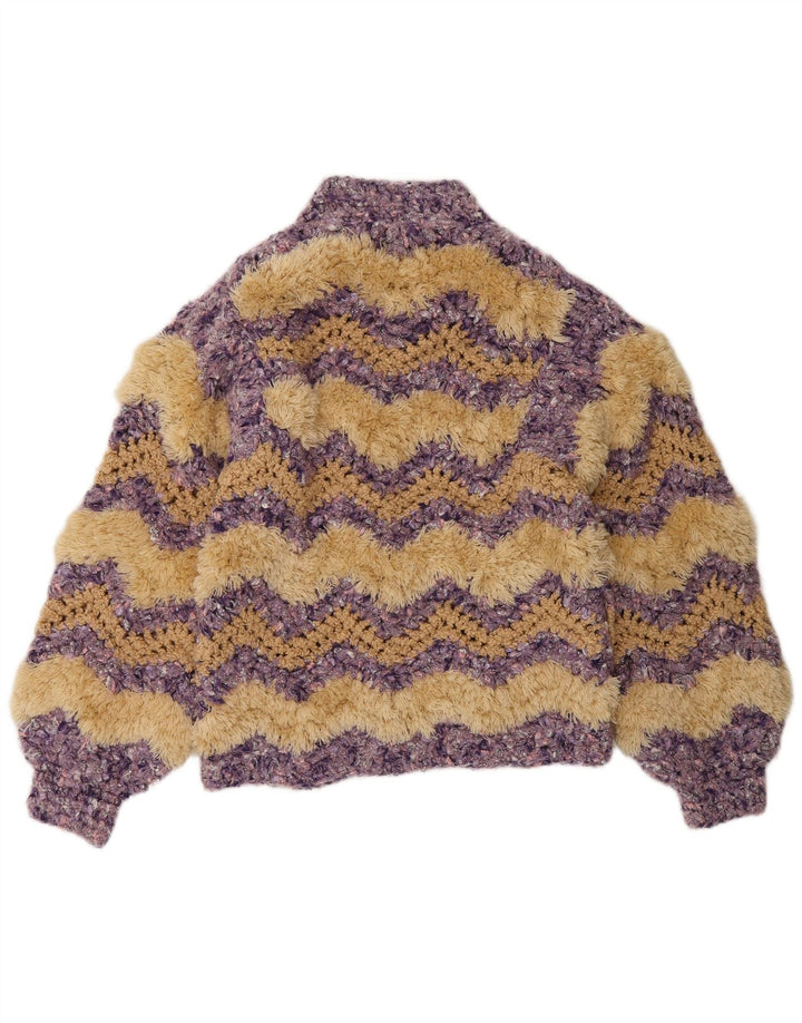 C&A Womens Full Zip Cardigan Sweater UK 14 Medium Multicoloured Chevron