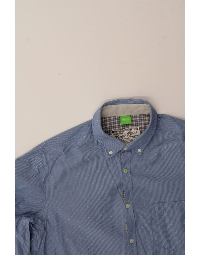 HUGO BOSS Mens Shirt Large Blue Spotted Cotton Vintage Hugo Boss and Second-Hand Hugo Boss from Messina Hembry 