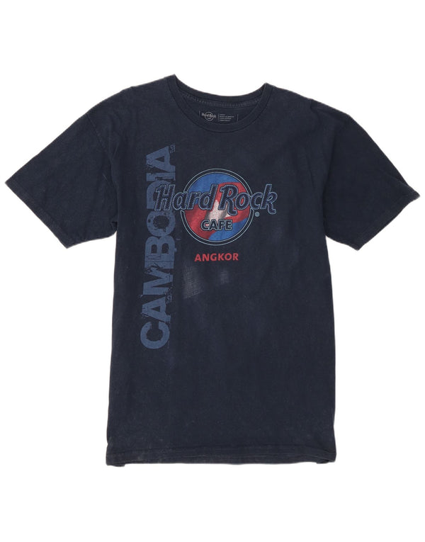 Hard Rock Cafe Mens Angkor Graphic T-Shirt Top Large Navy Blue Cotton