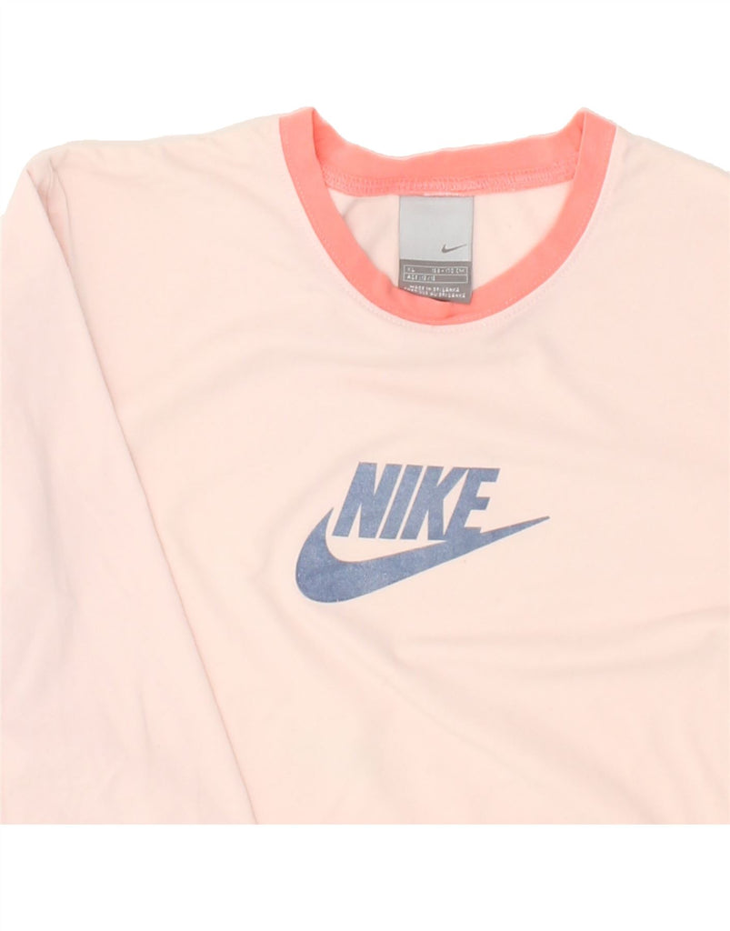 NIKE Girls Graphic Top Long Sleeve 13-14 Years XL Pink | Vintage Nike | Thrift | Second-Hand Nike | Used Clothing | Messina Hembry 