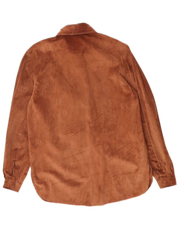 Vintage Womens Overshirt Suede Shirt UK 12 Medium Brown