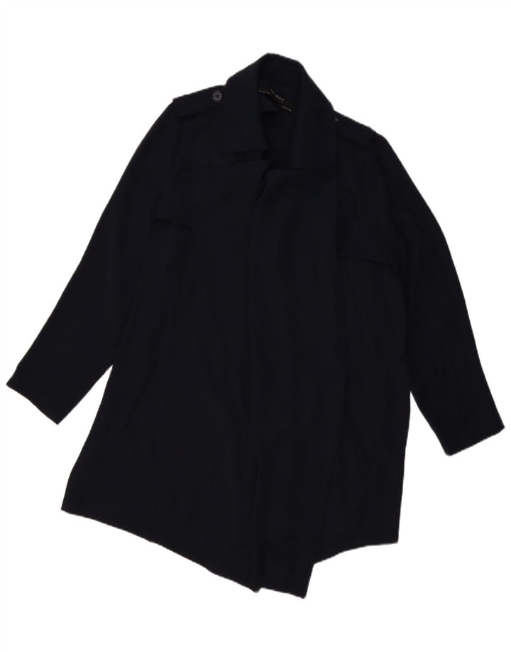 Zara Womens Trench Coat UK 16 Large Navy Blue Polyester