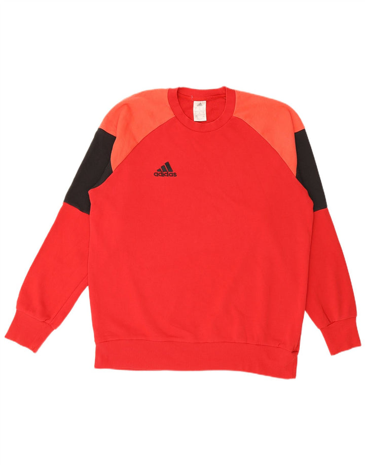 ADIDAS Mens Sweatshirt Jumper XL Red Colourblock Cotton