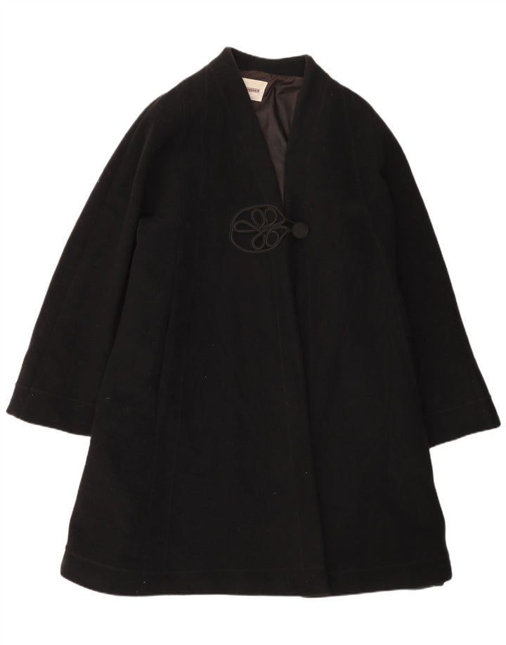 Vintage Womens Oversized Overcoat UK 12 Medium  Black Wool