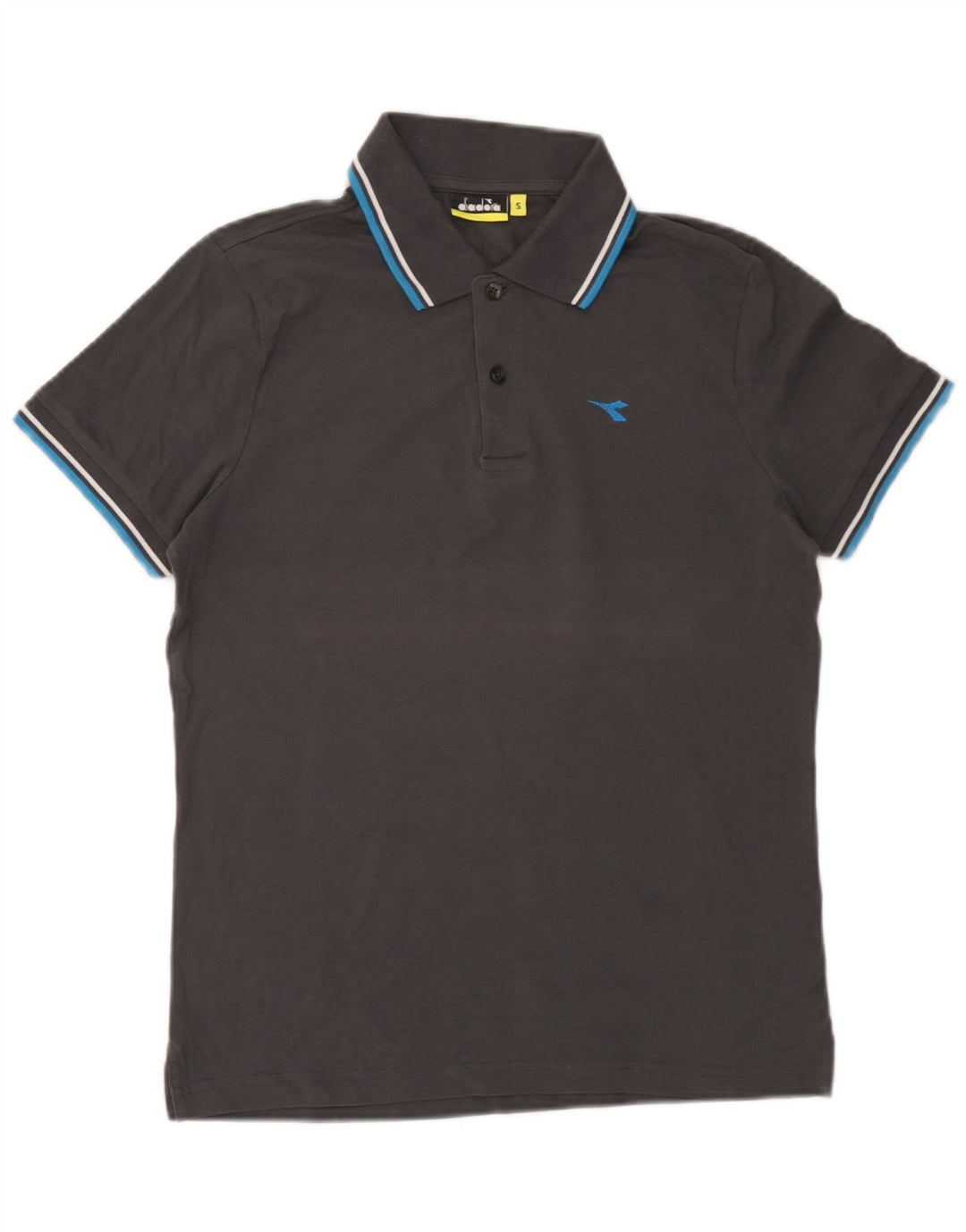 Diadora Mens Polo Shirt Small Grey Striped Cotton