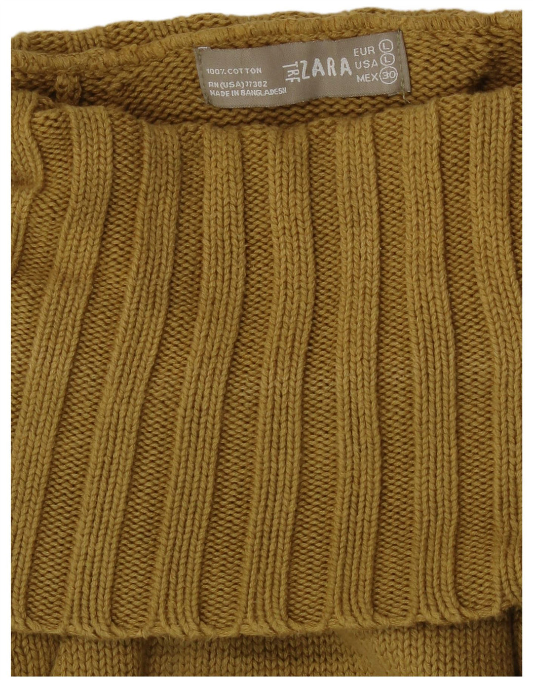 Zara Womens Roll Neck Jumper Sweater UK 14 Large Yellow
