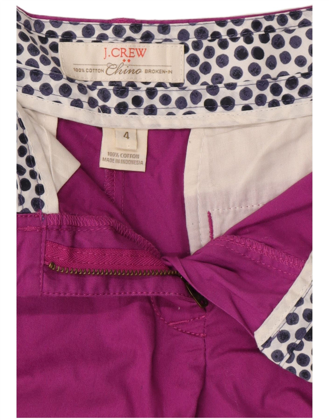 J. CREW Womens Chino Shorts US 4 Small W30  Purple Cotton
