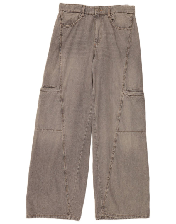 ZARA Womens Cargo Wide Leg Jeans EU 40 Medium W30 L34 Grey Cotton