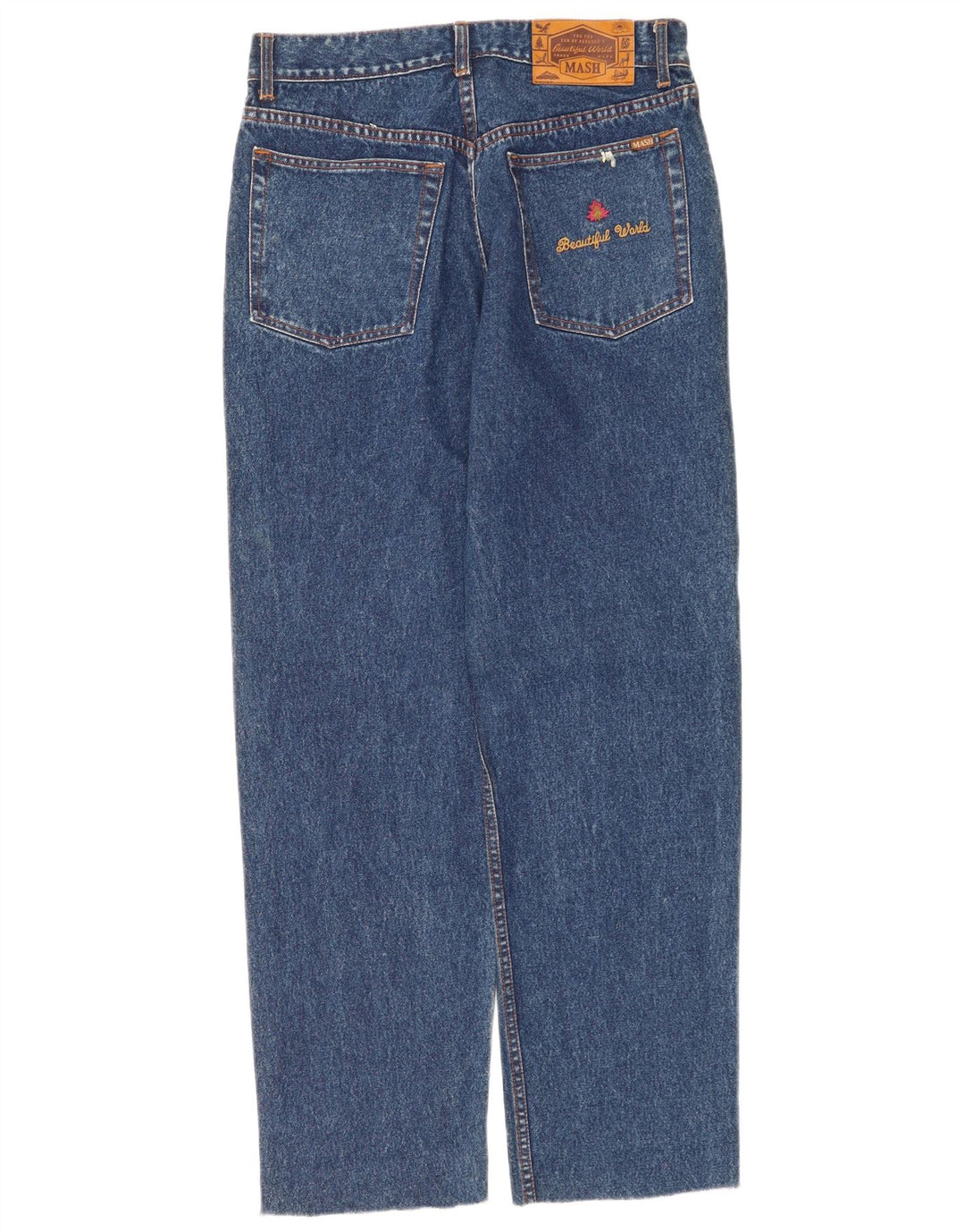 Mash Womens Straight Jeans W34 L31 Blue Cotton