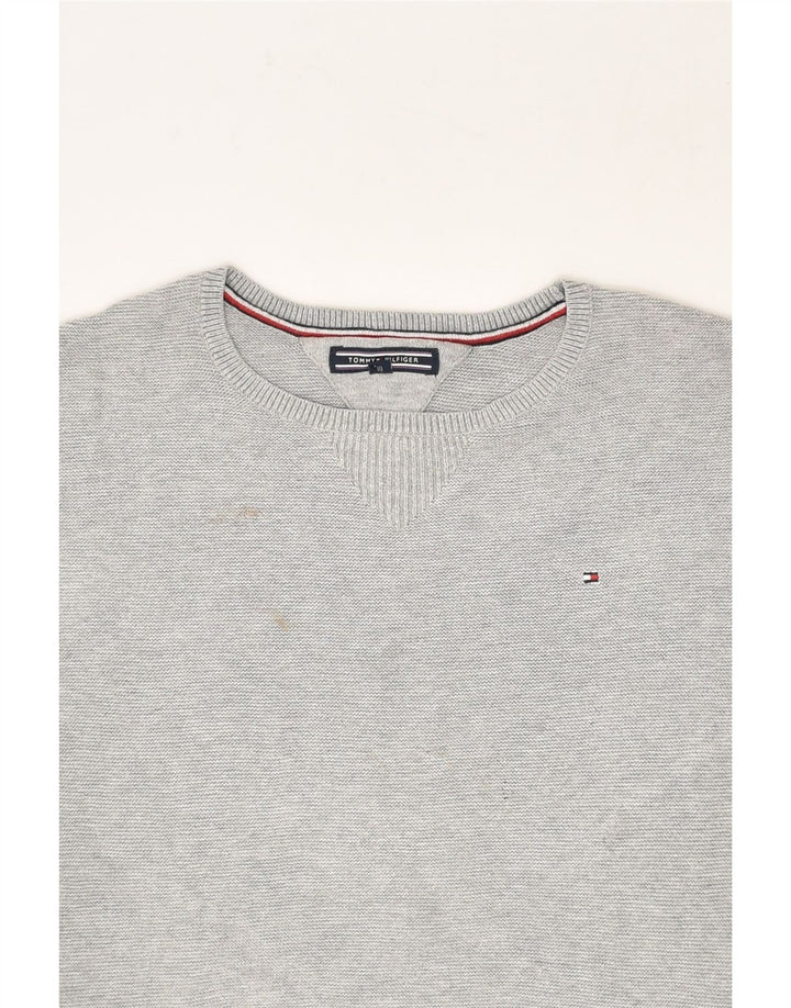 TOMMY HILFIGER Girls Crew Neck Jumper Sweater 9-10 Years Grey Cotton | Vintage Tommy Hilfiger | Thrift | Second-Hand Tommy Hilfiger | Used Clothing | Messina Hembry 