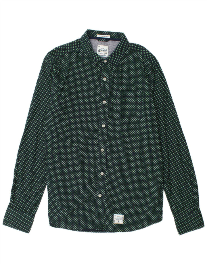 SUPERDRY Mens Graphic Shirt 2XL Navy Blue Spotted