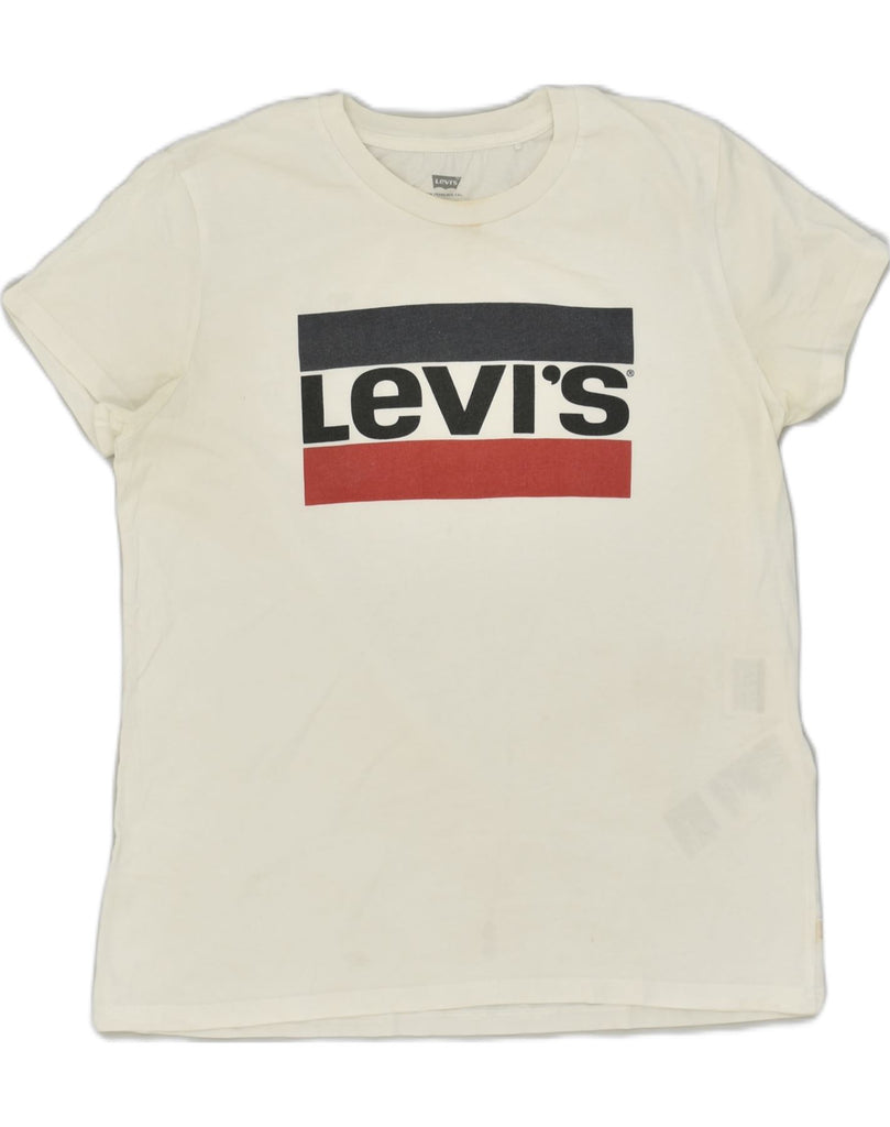 LEVI'S Womens Graphic T-Shirt Top UK  14 Medium White Cotton | Vintage Levi's | Thrift | Second-Hand Levi's | Used Clothing | Messina Hembry 