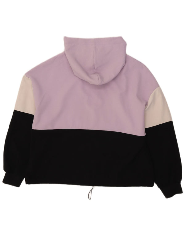 Zara Womens Zip Neck Hoodie Jumper UK 18 XL Purple Colourblock Polyester