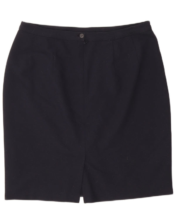 Marks & Spencer Womens High Waist Pencil Skirt UK 18 XL W32 Navy Blue