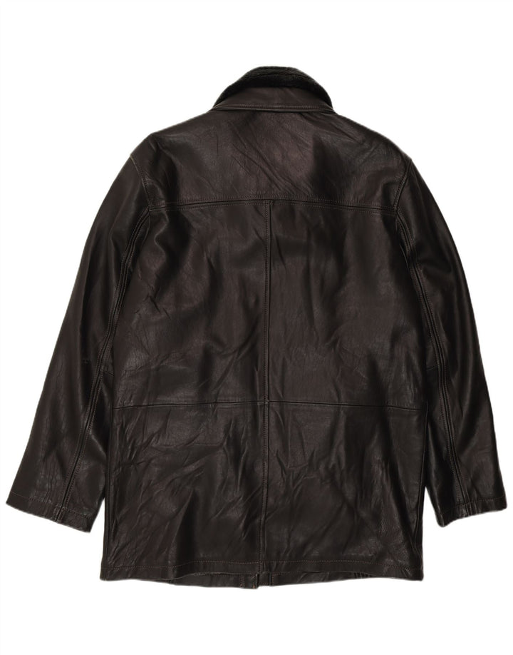 P&P People Mens Leather Jacket IT 48 Medium Black Leather