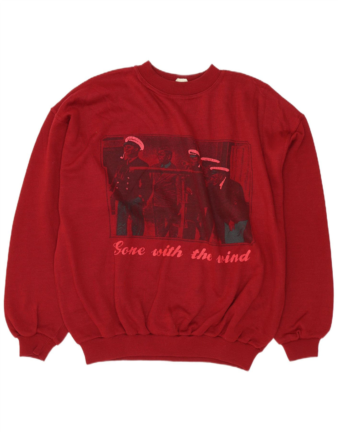 Vintage Mens Graphic Sweatshirt Jumper XL Red Cotton