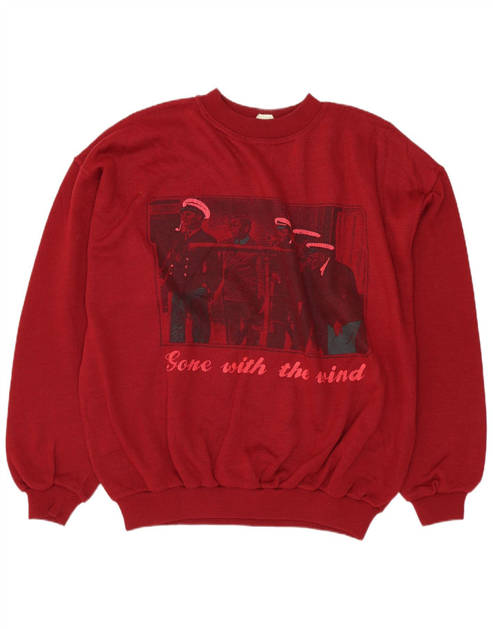 Vintage Mens Graphic Sweatshirt Jumper XL Red Cotton