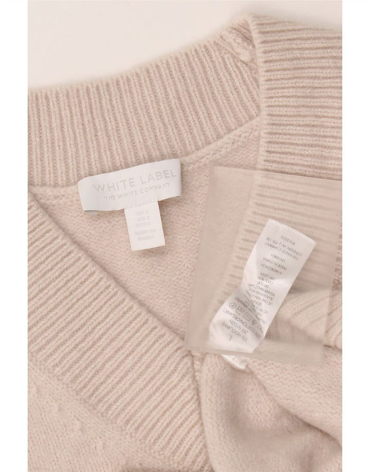 White Stuff Womens Crop V-Neck Jumper Sweater UK 16 Large Grey Wool